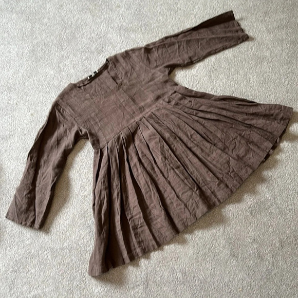 ALY WEAR Linen Brown Choco Washed Babydoll Tunic Dress EUC M - Picture 5 of 5